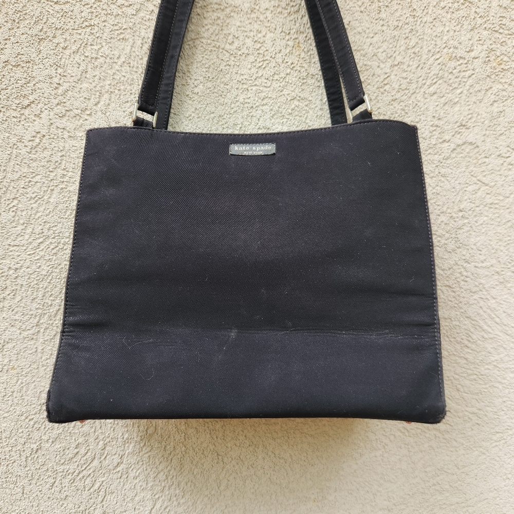 Kate Spade New York Sam Handbag Black Nylon Box Bag Double Handle Purse - Picture 3 of 12